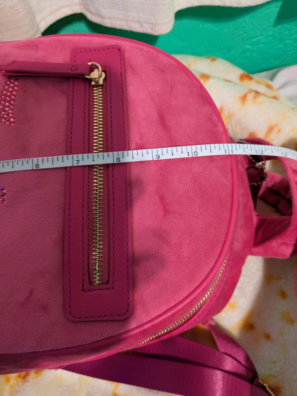 Juicy Couture Raspberry Tart Velvet Rhinestone Logo Small Backpack - Picture 13 of 14